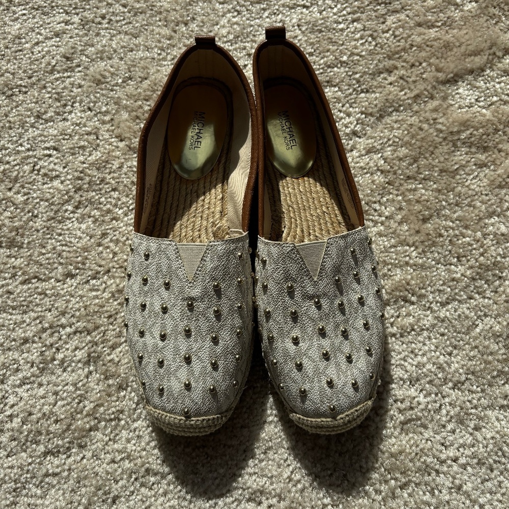 Michael Kors Studded Logo Slip-On Espadrilles – Size 10